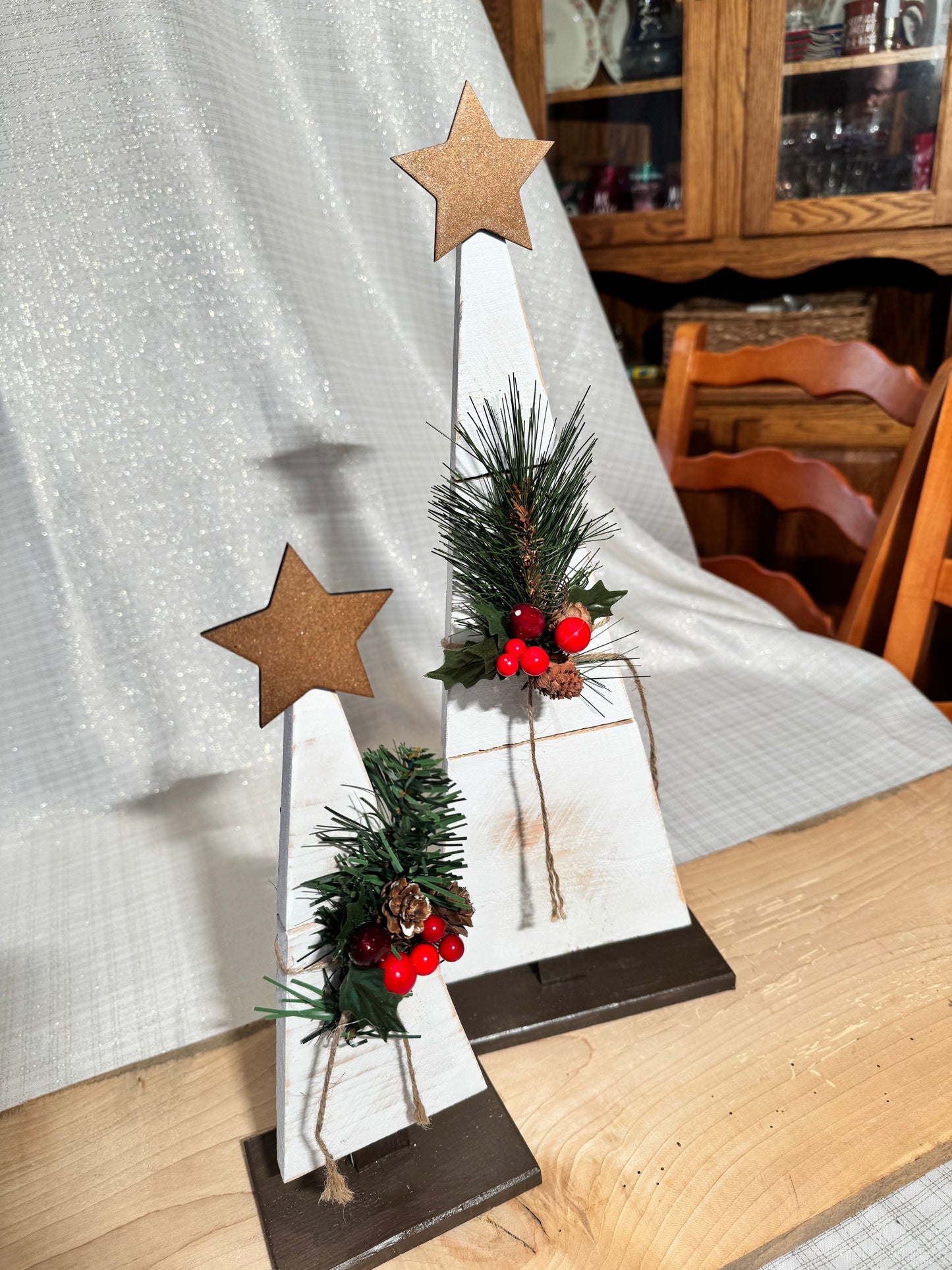 Wood Christmas Trees, White