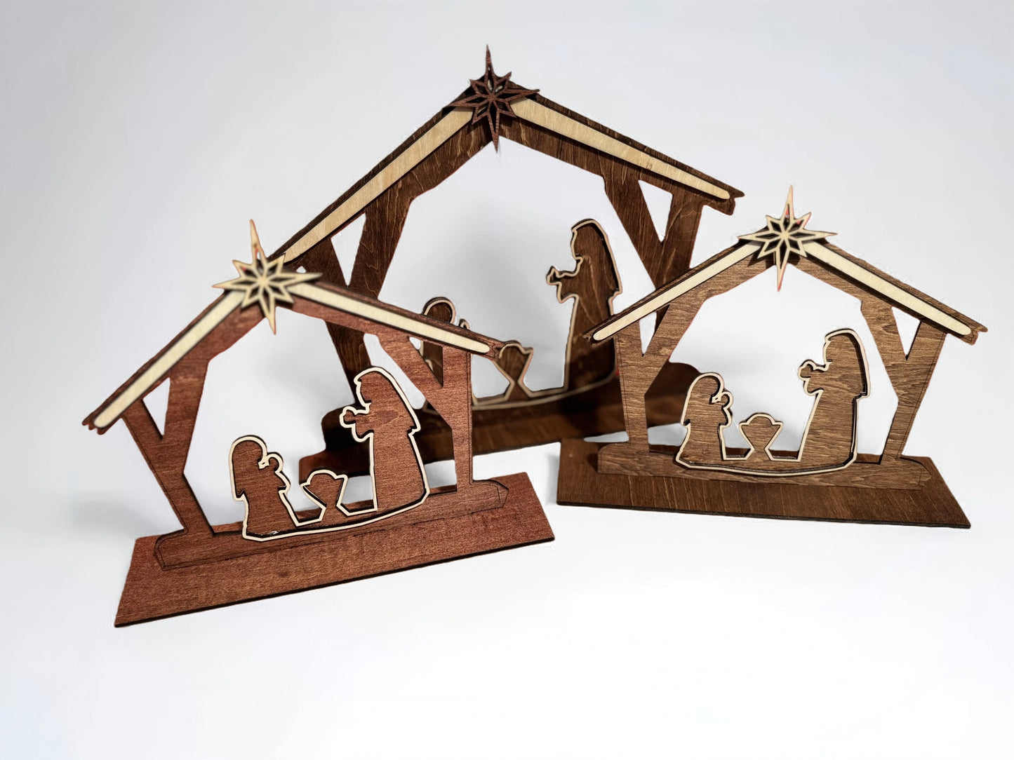 Beautiful wood Nativity Silhouette.