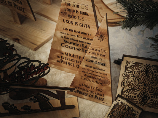 Christmas Tree, Scripture engraved