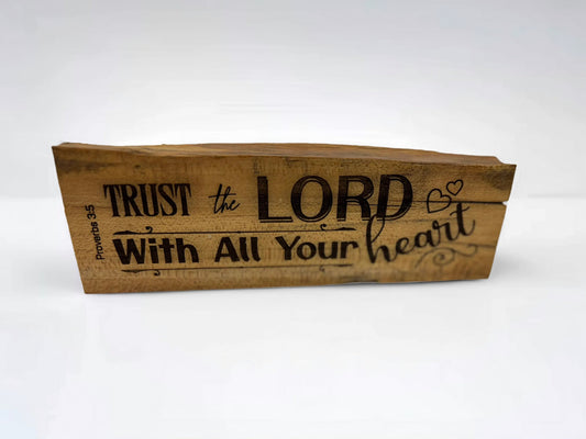 Inspirational scripture engraved wood plaque