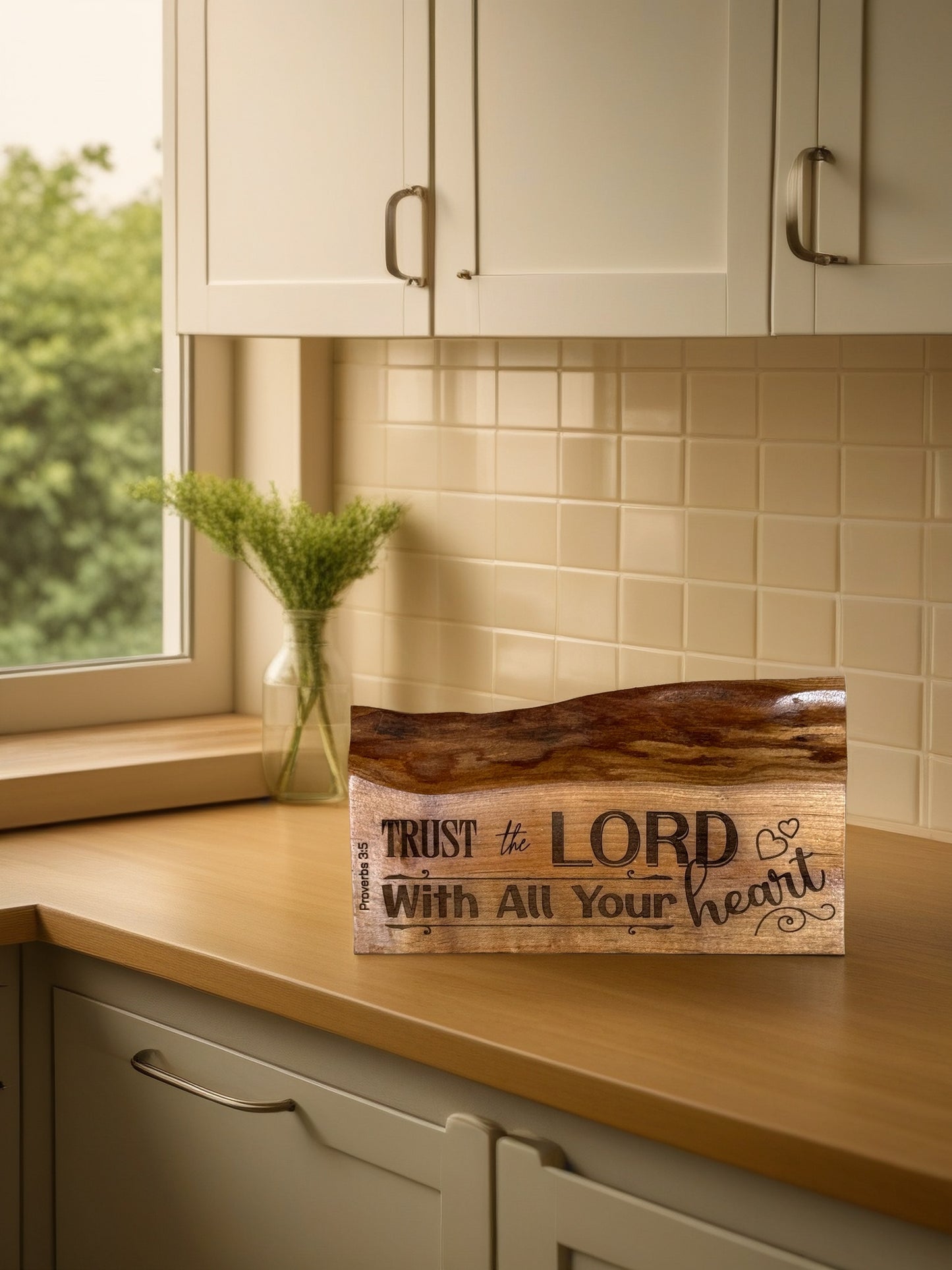 Inspirational barnwood engraved plaque "Trust in the Lord with all Thine Heart"