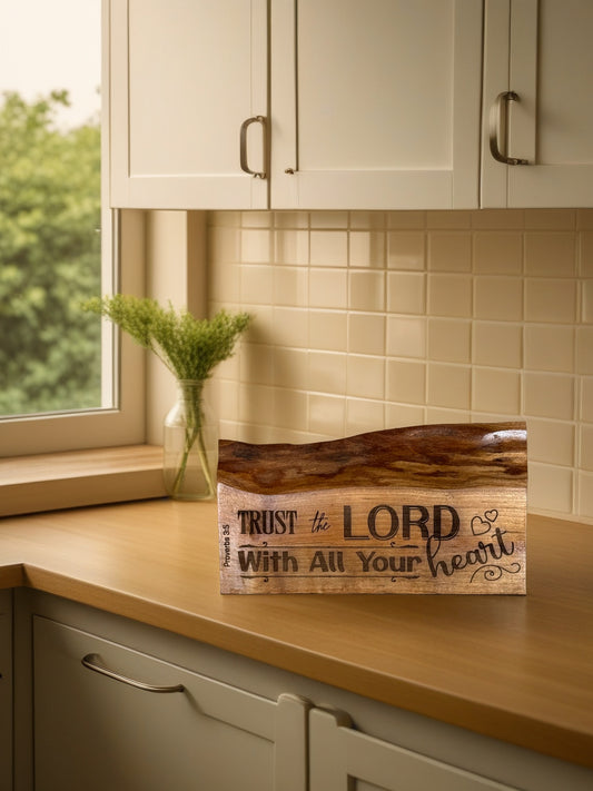 Inspirational barnwood engraved plaque "Trust in the Lord with all Thine Heart"