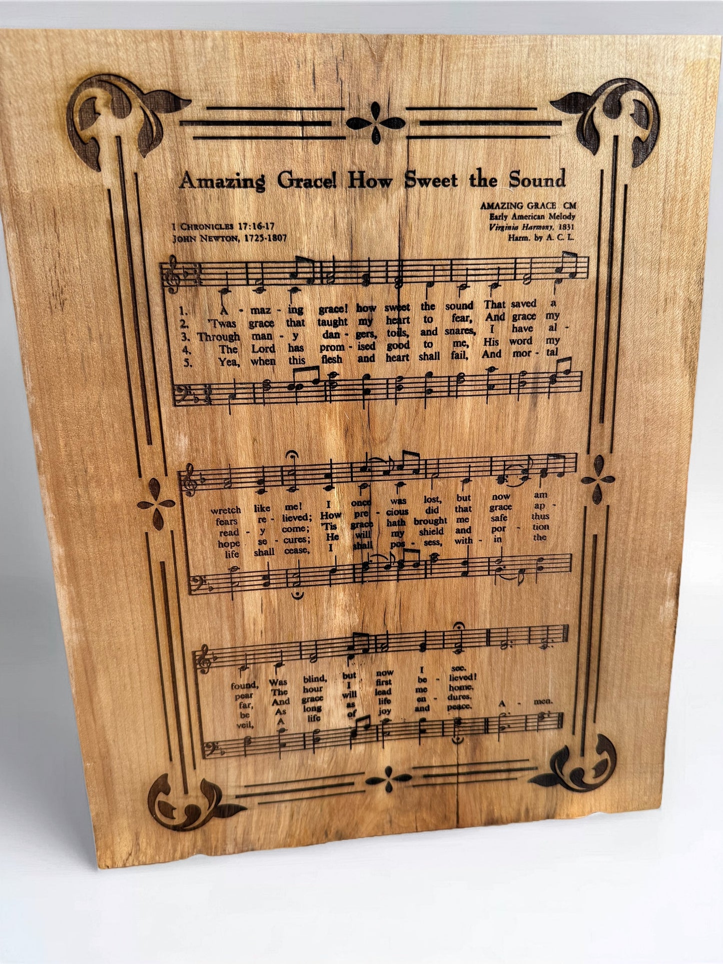 Engraved Barnwood Plaque, Amazing Grace Hymn