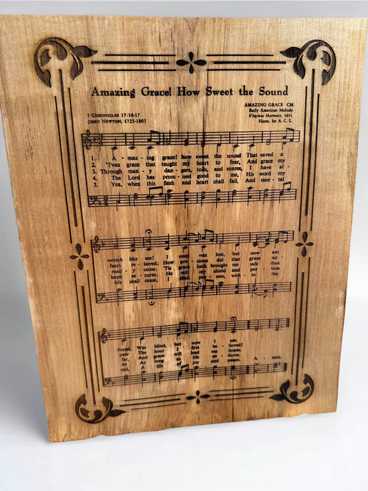 Engraved Barnwood Plaque, Amazing Grace Hymn