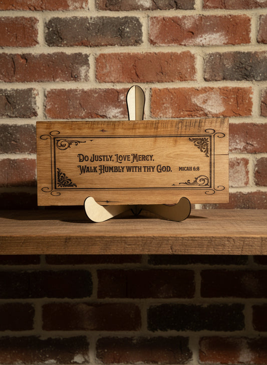 Scripture Engraved Barn wood Plaque, Micah 6:8