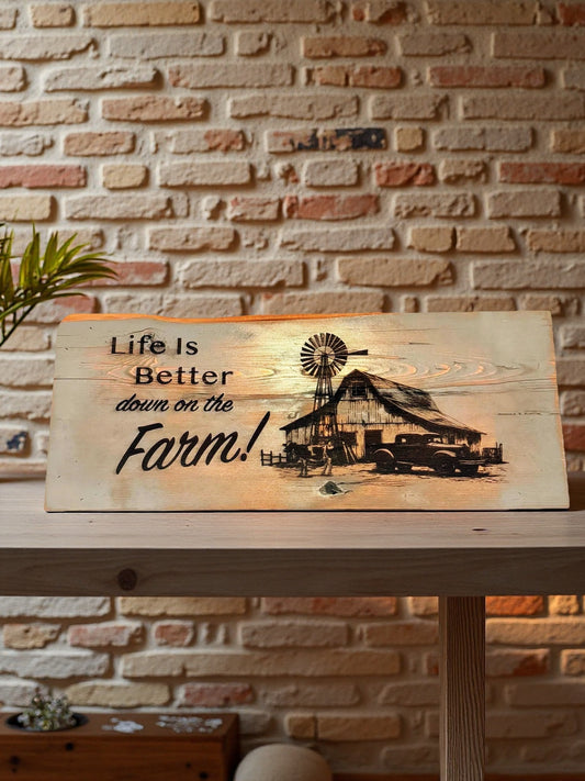 "Life is Better on the Farm" Barn wood plaque