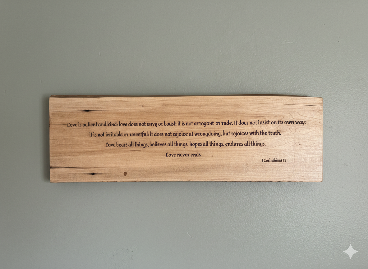 Engraved Barnwood Plaque, ICorinthians 13