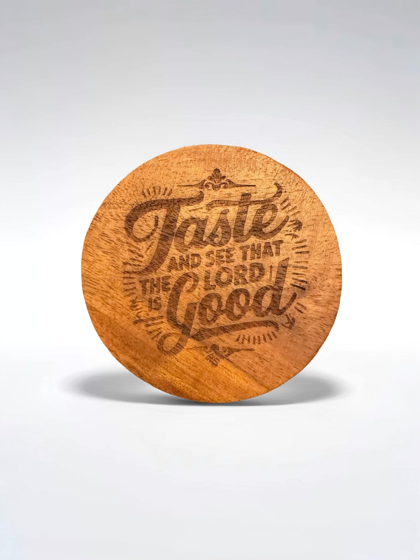 Engraved Wood Coasters, "Taste and See That the Lord is Good"