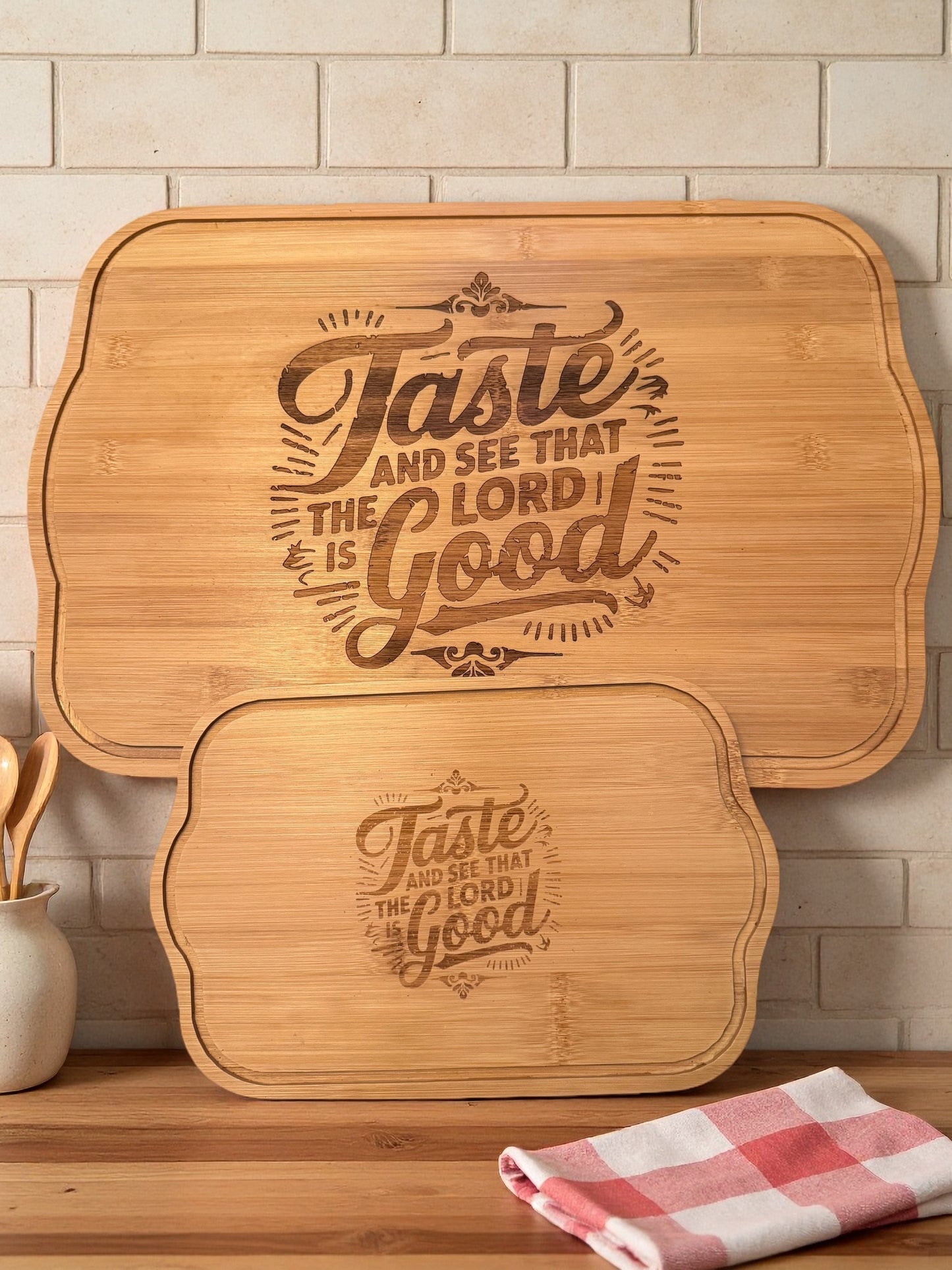 Engraved Cutting Boards, "Taste and See That the Lord is Good"