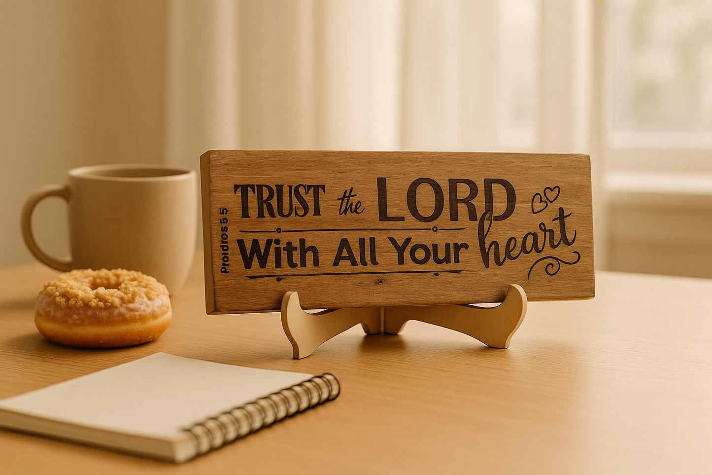 Inspirational barnwood engraved plaque "Trust in the Lord with all Thine Heart"