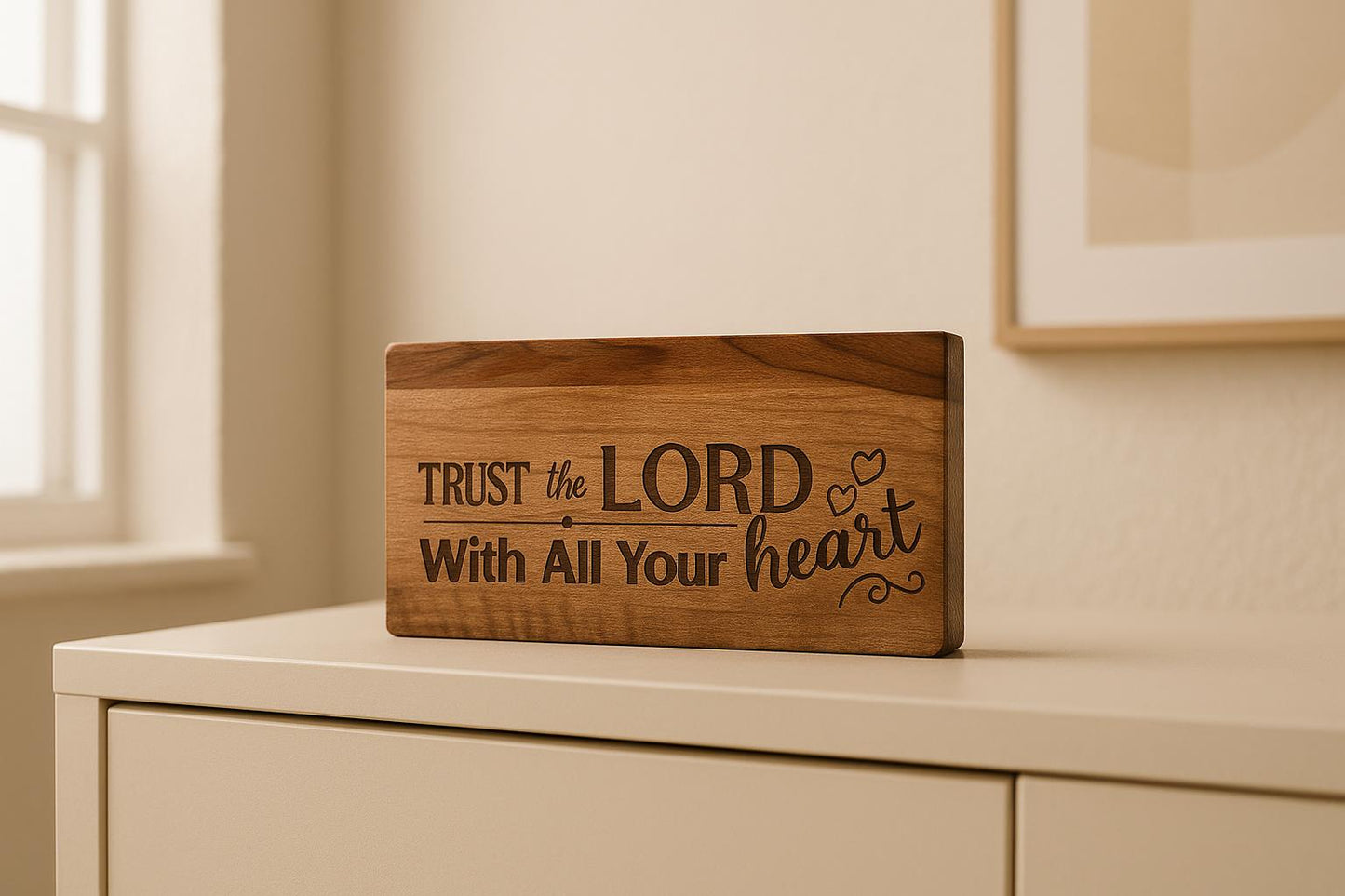 Inspirational barnwood engraved plaque "Trust in the Lord with all Thine Heart"