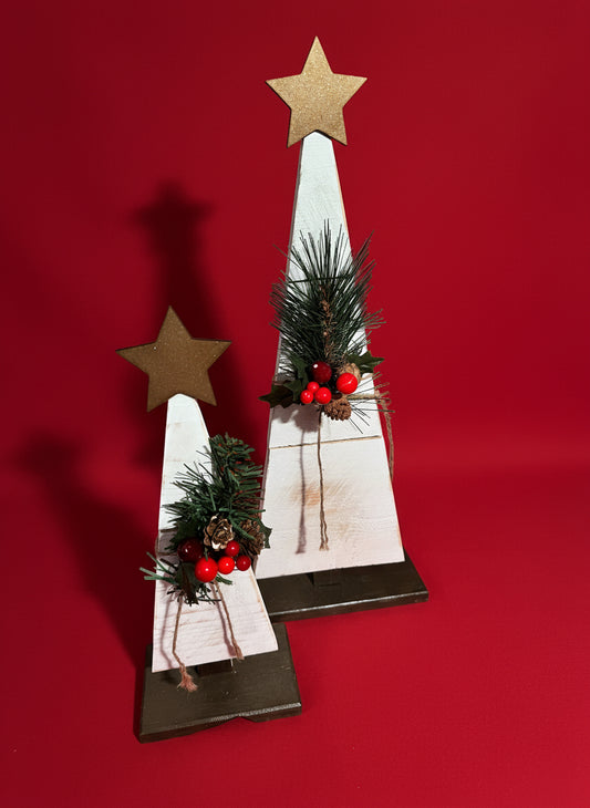 Wood Christmas Trees, White